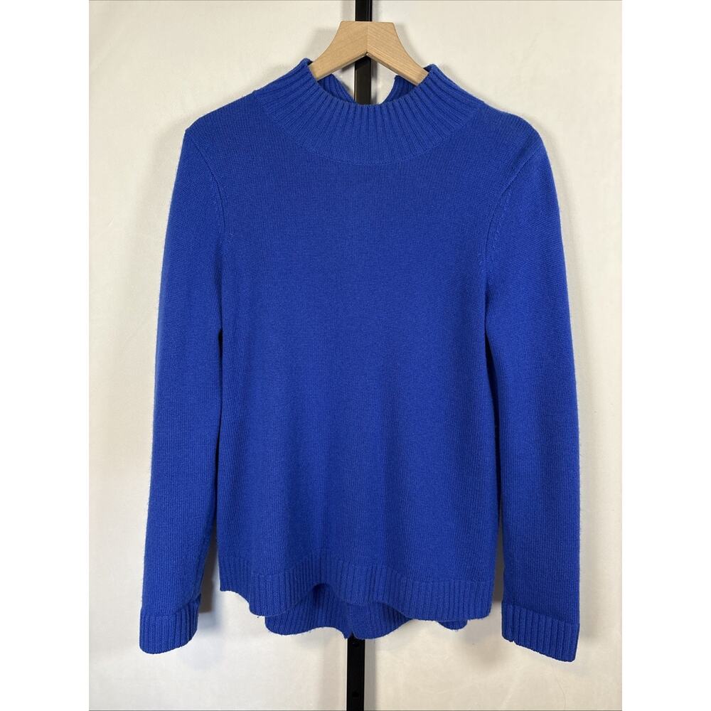 Tyler Boe Cashmere Sweater Women's Small Blue Oversized Button Back Mock Neck